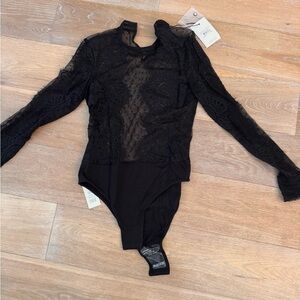 Bardot Sheer Black Lace Bodysuit